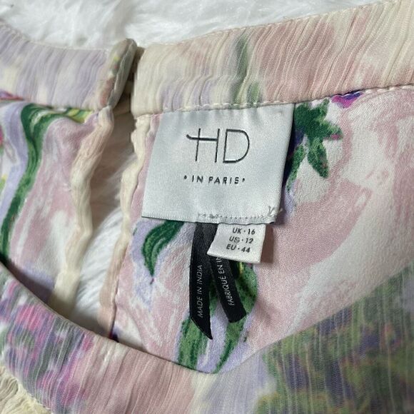 HD in Paris Anthropologie Floral Yellow Ombre Dress Size 12 Summer - Picture 6 of 11